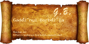 Gadányi Borbála névjegykártya